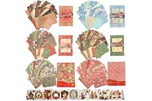 Lot de 242 feuilles de papier et autocollants de Noël - Fournitures de scrapbooking vintage - Kit de scrapbooking - Assortime