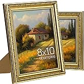upsimples 8x10 Picture Frame with Real Glass, Ornate Vintage 8 x 10 Photo Frames for Wall Decor or Tabletop Display, Gold, 2 Pack