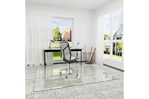 Furnbar 45" x 60" Office Chair Mat for Carpet, Tempered Glass Chair Mat with Rounded Corners and Polished Edges, Desk Floor Mat for Carpet, Hardwood Floor, Office