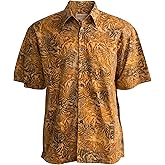 Johari West Autumn Gold Tropical Hawaiian Batik Shirt