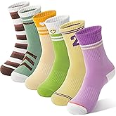 Sandsuced 6 Pairs Girls Kids Socks Athletic Basketball Sport Crew Youth Cotton Soft Breathable Socks for Outdoor