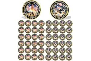 50 PCS AtSKnSK Challenge Coin Thank You for Your Service Coins for Veterans Appreciation Veteran's Day Gifts Bulk (Bright Flag Veteran, Piece, 50)