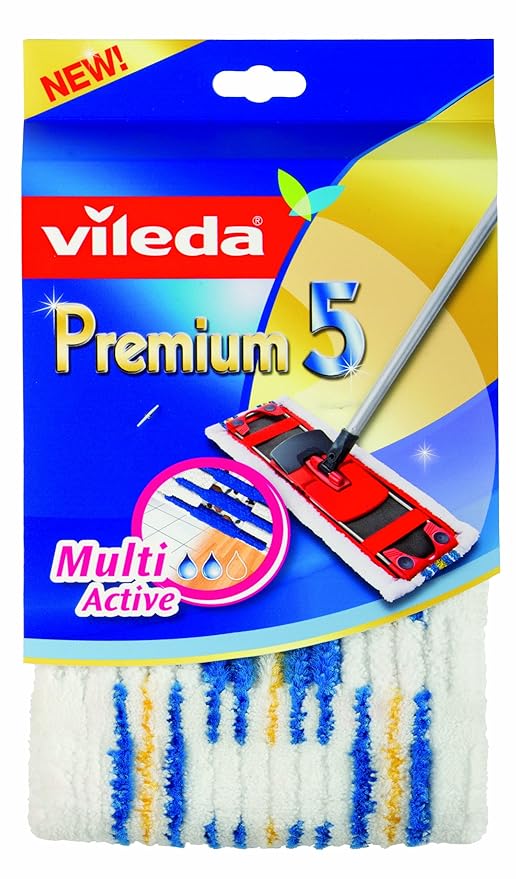 Vileda 140780 Premium 5 Wischbezug - schnell und einfach reinigen - extrabreite Wischfläche - hochwertiger Mikrofaserbezug - 