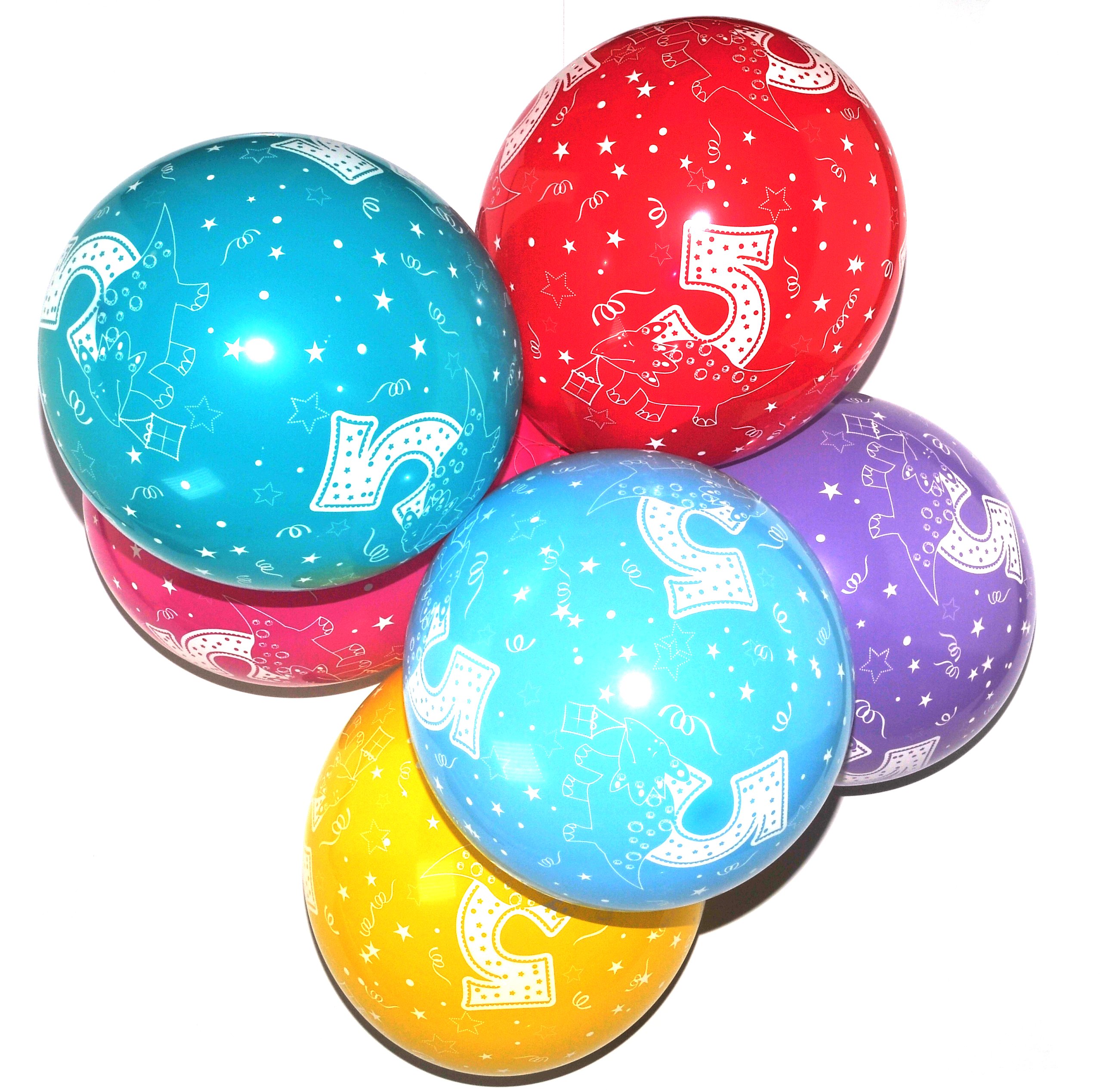 Happium 5th Birthday Balloons, 12" Multicoloured Numbers Printed Latex Age Balloons, Digit 5 for Girls Boys 5 Year Old Birthday Decorations, 5th Anniversary Party (Pack of 10)