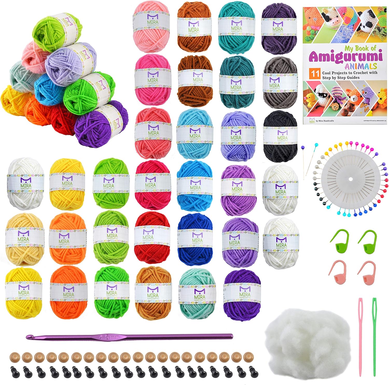 Mira Handcrafts 32 Acrylic Yarns with Real Amigurumi Book DK Yarn for