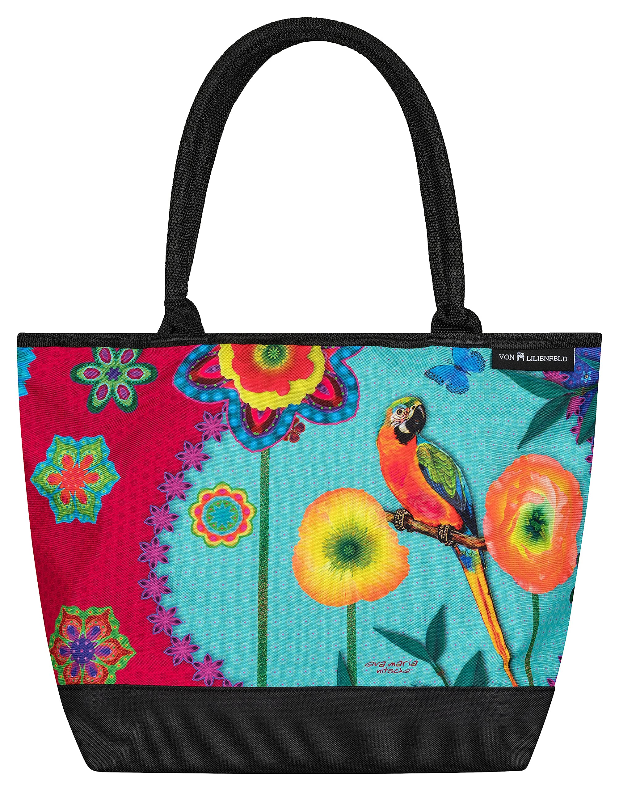 VON LILIENFELD Handbag Parrot in Paradise Art Design Shopper Dimensions L 42 x H 30 x D 15 cm Beach Bag Handbag Office, multicoloured, Contemporary