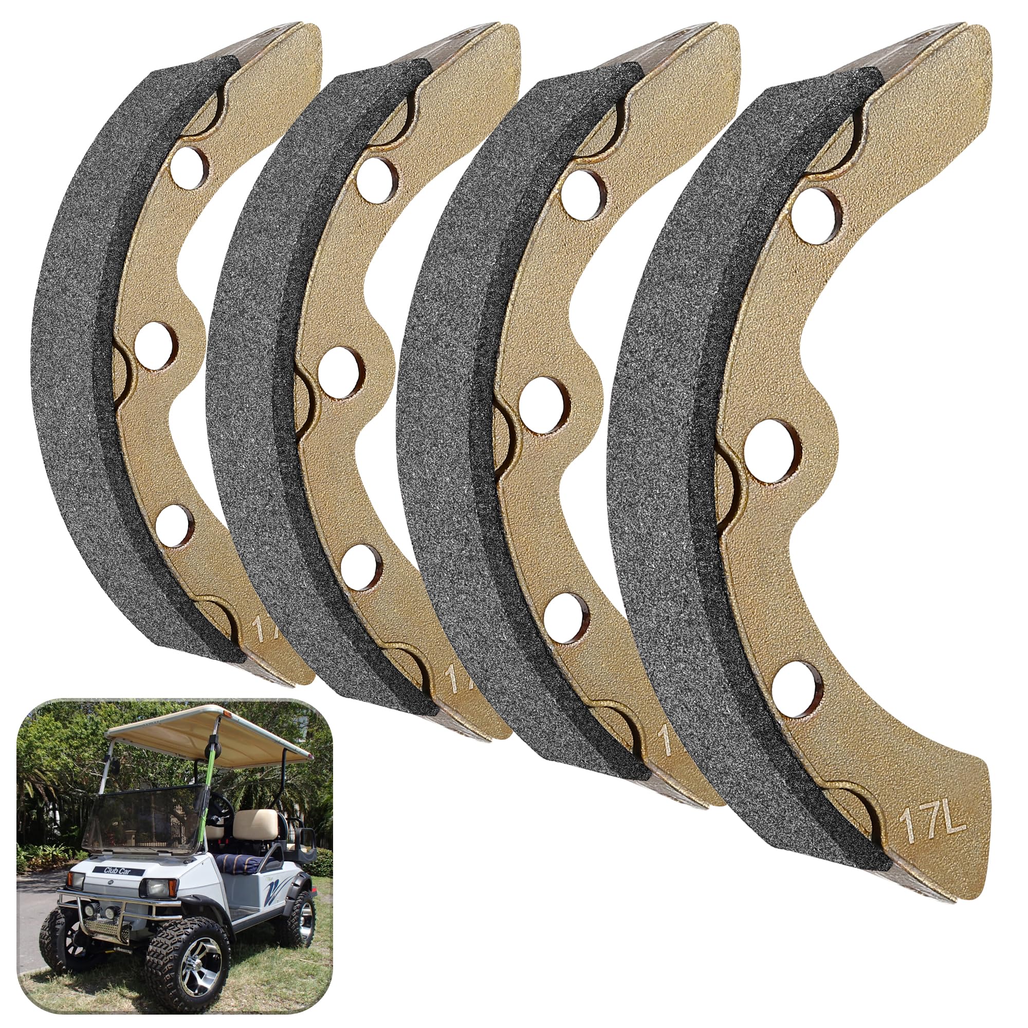 10L0L Golf Cart Brake Shoes, Easy to Install Sturdy Wear Resistant Golf Buggy Brake Shoes for Club Car DS/Carryall (1981-1994) &6-8 Seater DS (98+) OEM#1017911-01 1018232-01 101146302 1011296