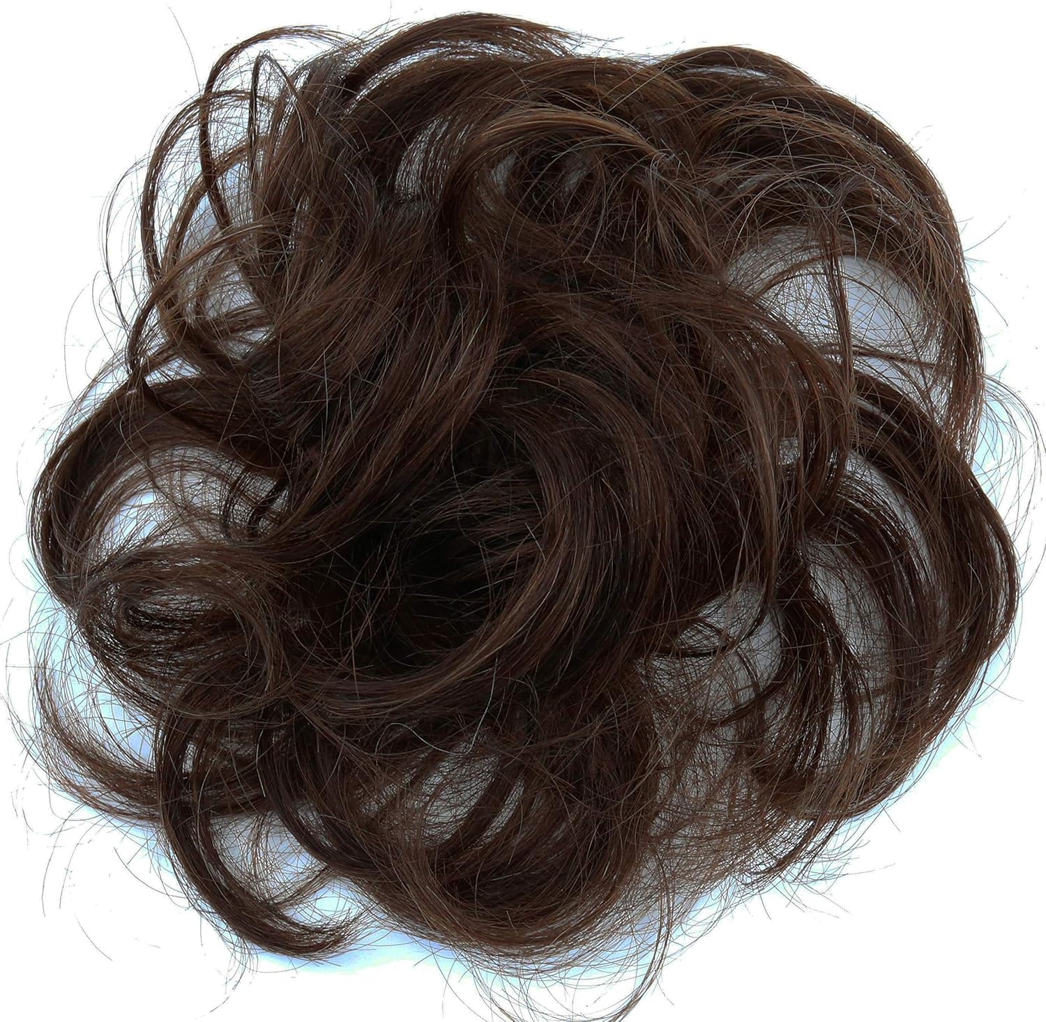 CAISHA 100% HUMAN HAIR Scrunchie Hair Piece Updo Braid Hair Scrunchy Messy Bun Brown H312d, brown #4 H312d, 6 x 3 cm