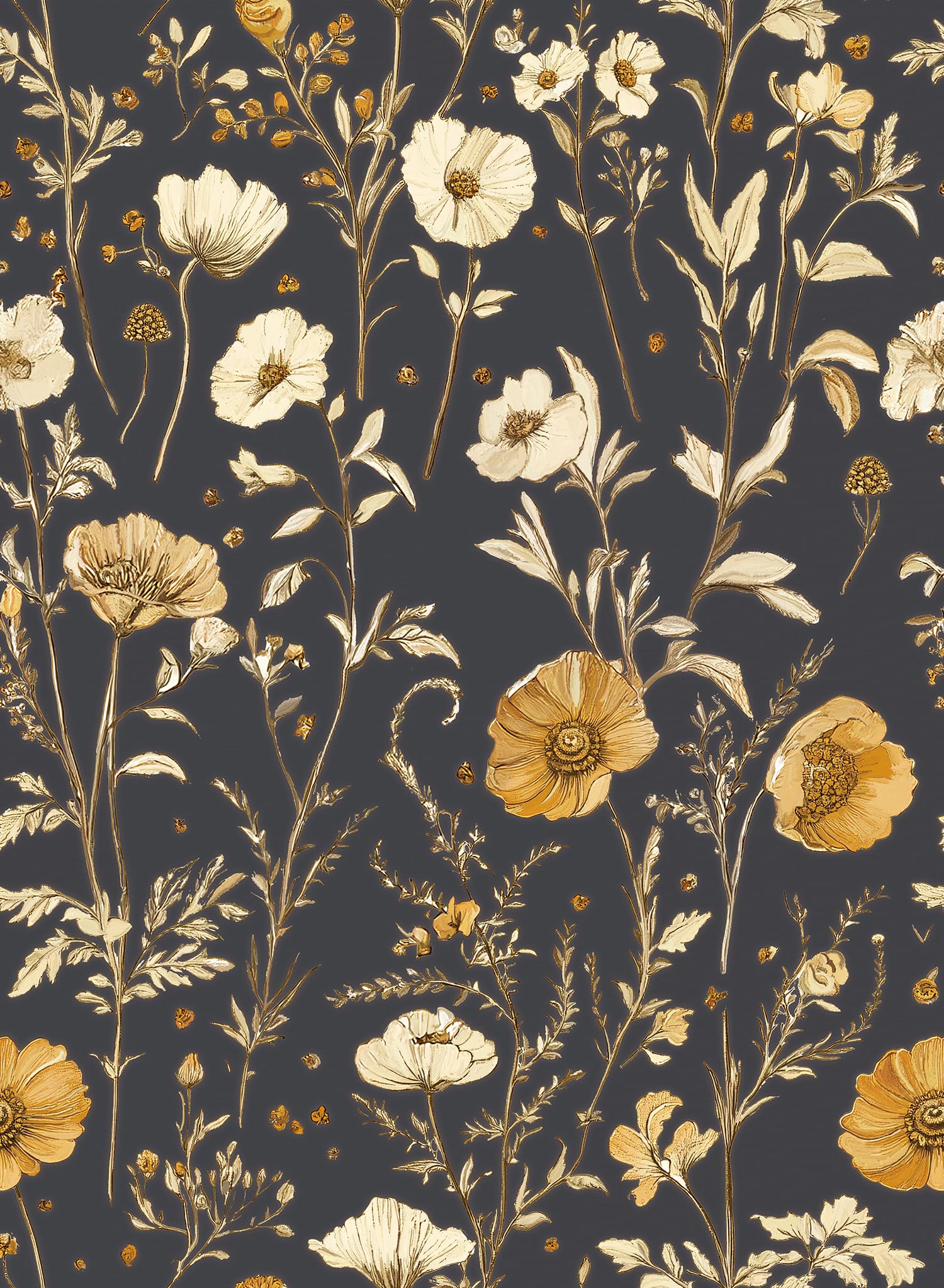 Photo 1 of Floral Wallpaper Peel and Stick Dark Leaf Contact Paper Boho 17.7"x78.8" Self Adhesive Wallpaper Removable Vintage Decorative Wall Paper for Bedroom Countertops Cabinet Decor Vinyl Roll