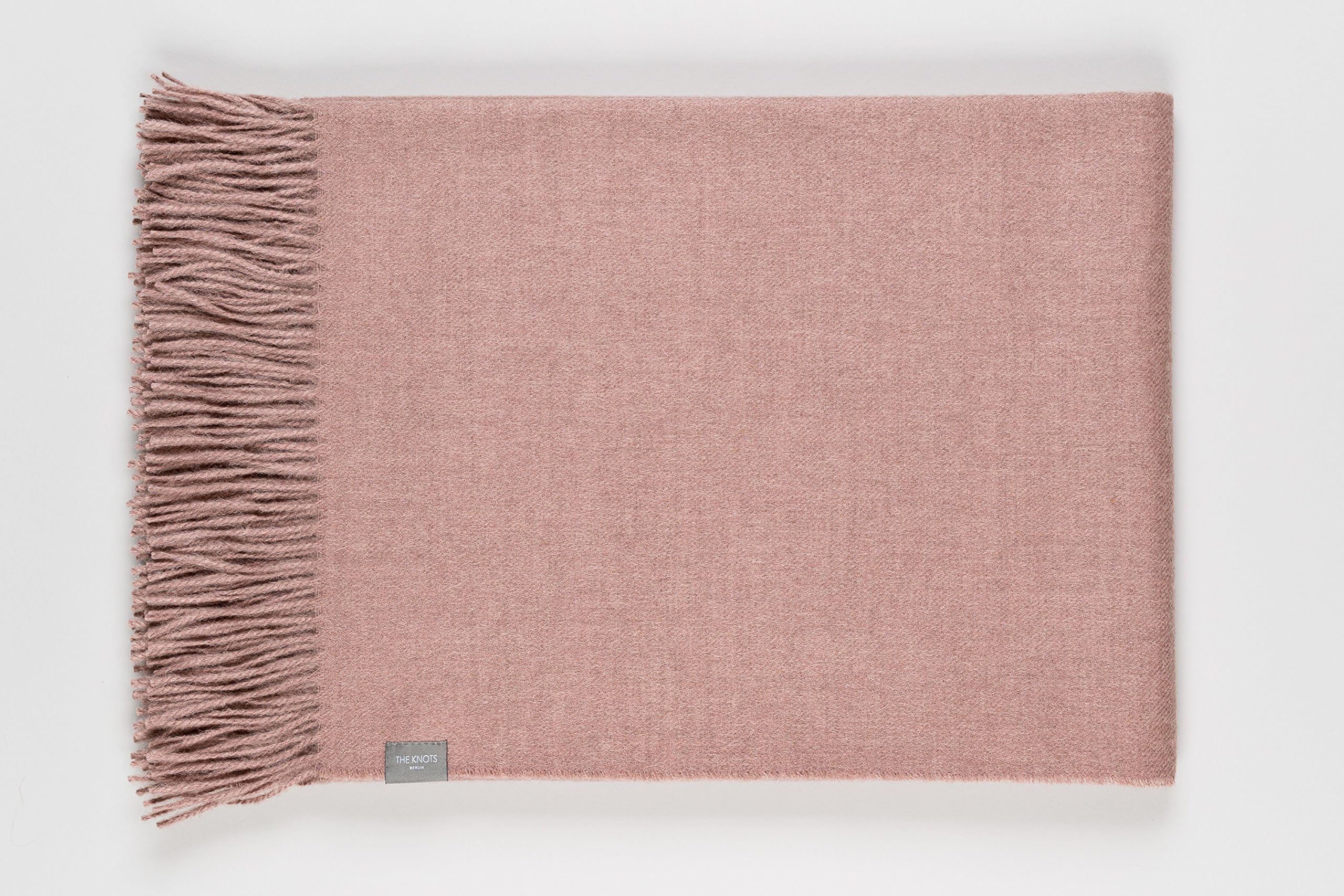 THE KNOTS 'Irving Farm' Sofa Throw with Fringes 100% Super Soft Baby Alpaca – 130 x 200 cm Alpaca Wool Blanket/Throw/Blanket Warm Blanket Soft Luxury Blanket, antique pink, 130 x 185 cm