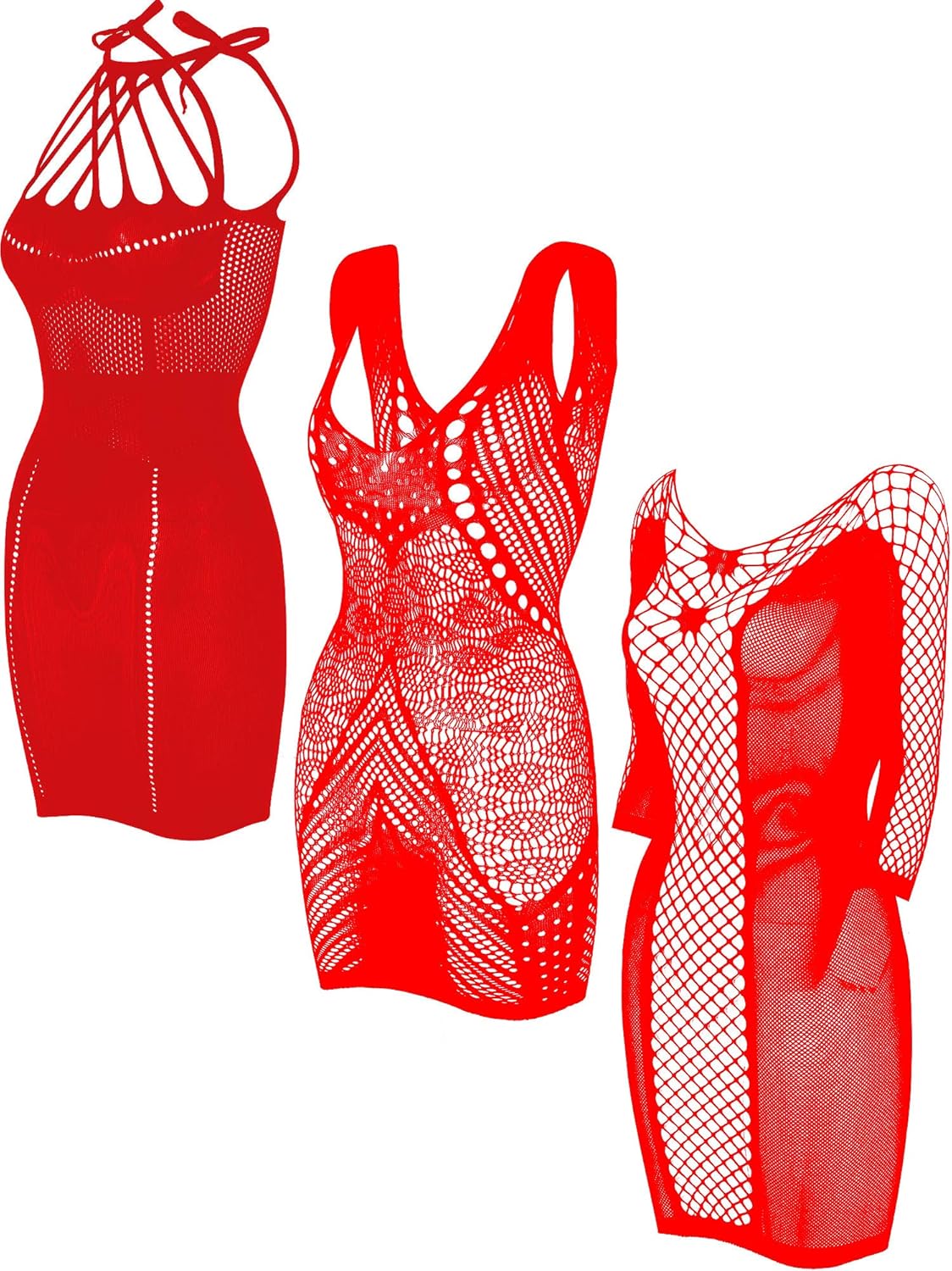 red fishnet dress