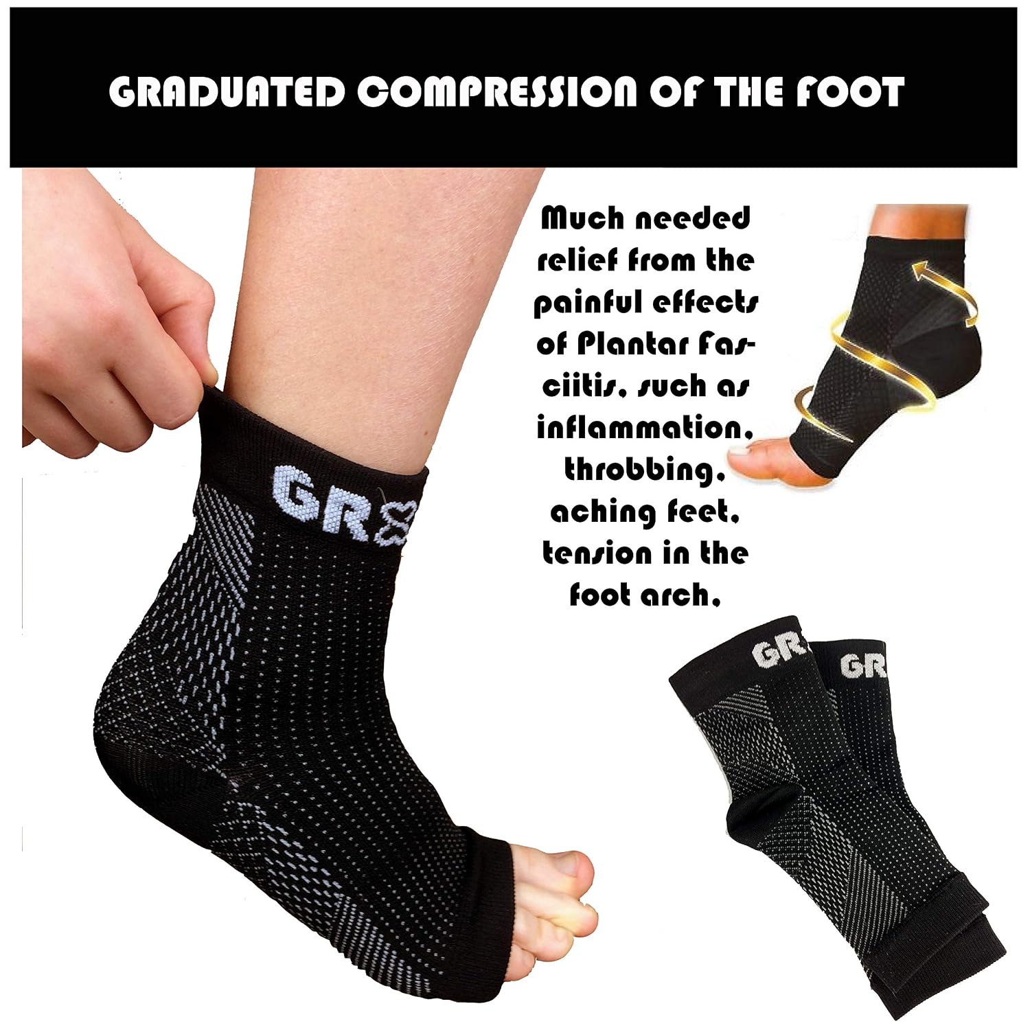 gr8ful® Plantar Fasciitis Socks & Support Sleeves for Men & Women, Compression Foot & Arch Support for Heel Pain Achilles - Image 4