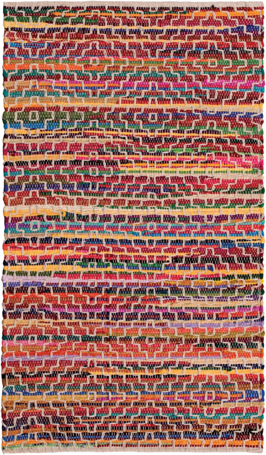 Indian Arts Mandira recycled cotton rag rug with stitch detail (75 x 135cm)