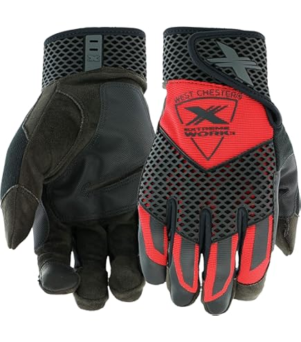 Extreme Work® 88203 Knuckle KnoX Gloves – X-Large, Black/Red