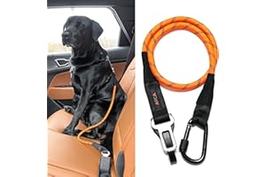 ARCA PET Dog Seat Belt for Car | Universal Dog Car Seatbelt | Durable Reflective Rope with Clip Hook Latch, Buckle and Carabiner- Safe and Secure Pet Safety Restraint (Orange)