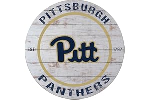 KH Sports Fan Pitt Panthers Weathered Circle Sign, 20x20 Inches, Panthers Decor for Dorm Room, Bedroom, Fan Cave, Living Room; Display Your Team Spirit with This Unique Pittsburgh Panthers Wall Art