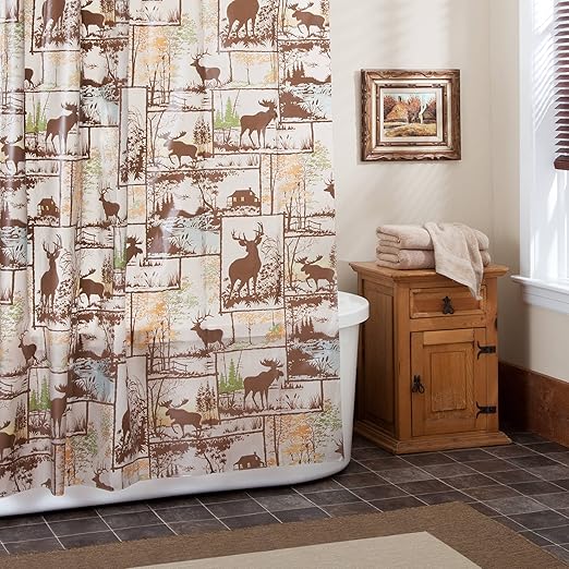 Amazon Com Ex Cell Adirondack Shower Curtain Brown Home Kitchen