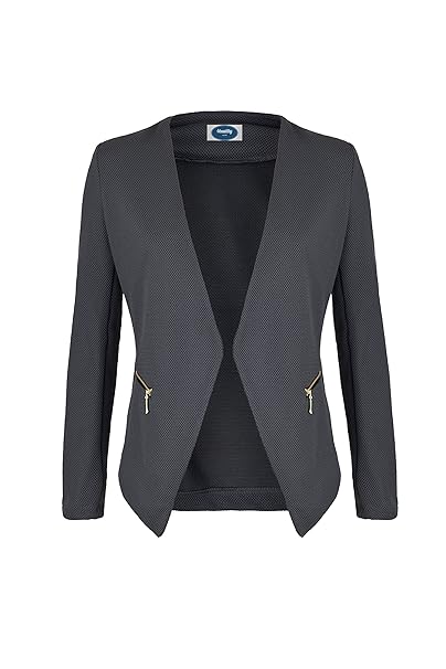 4tuality Damen Blazer kragenlos mit Gold Zipper und Taschen Gr. S - XXXXL