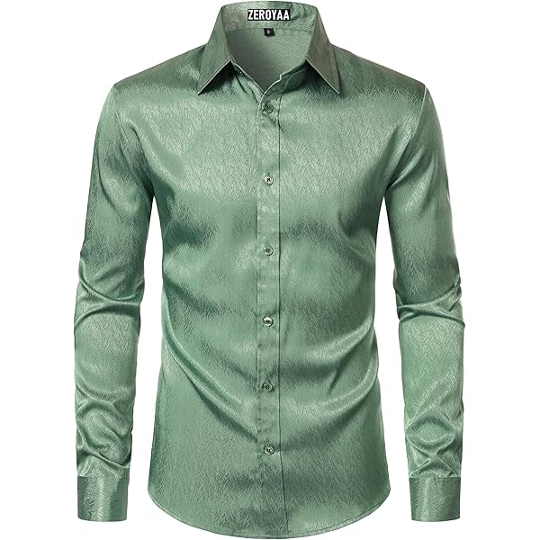 Men's Solid Satin Long Sleeve Dress Shirts Champagne Casual Wedding Plain  Tops at Amazon Men's Clothing store