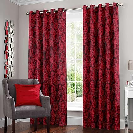 Story@Home Nature Abstract 2-Piece Eyelet Polyester Door Curtain Set - 7ft, Pink