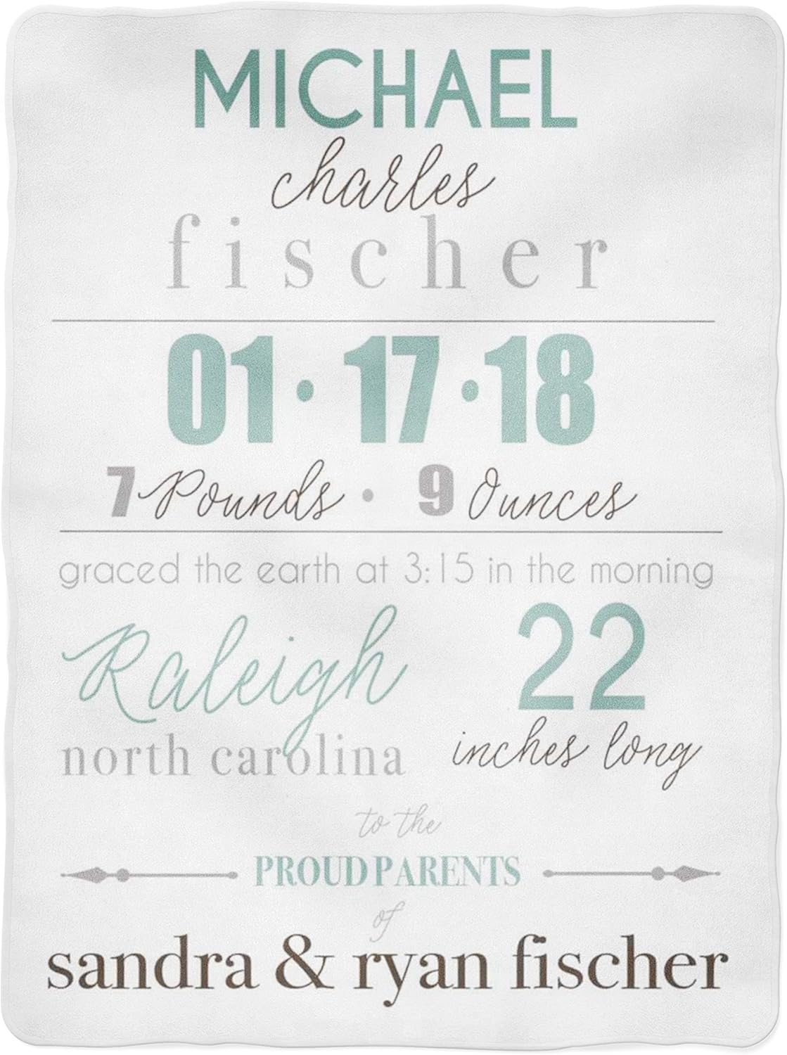 birth announcement blanket