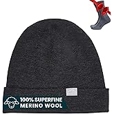 Merino Wool Beanie Men and Women – Novelty Cuff Merino Wool Hats for Men and Women - Unisex Adult Beanie Hat and Socks