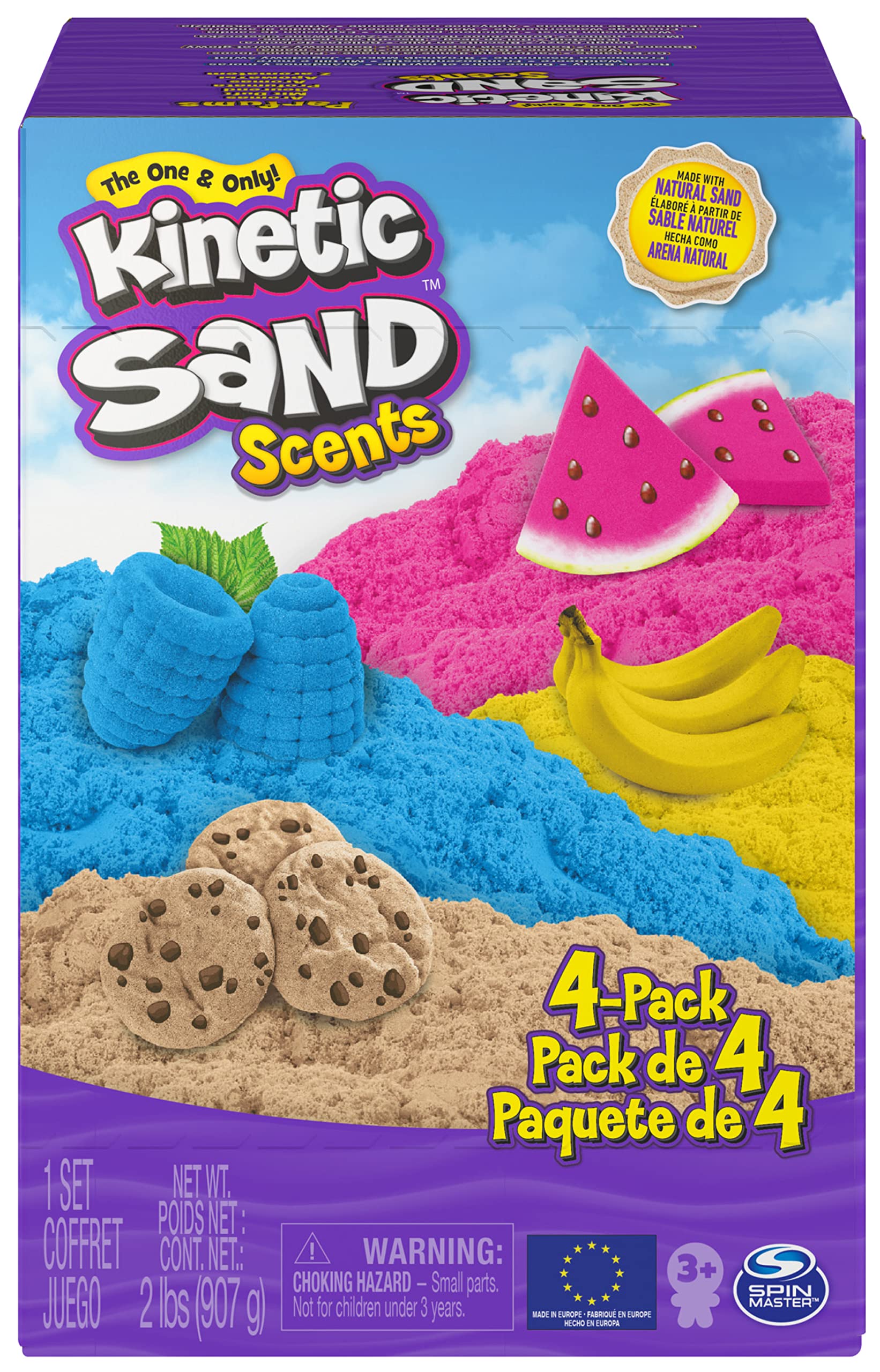 Kinetic Sand Scents, 907g 4-Pack of Dough Crazy, Banana, Watermelon and Razzle Berry Scented