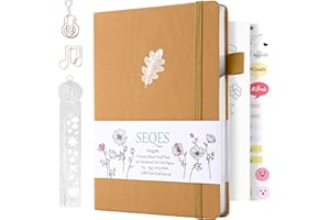 SeQeS Bullet Dotted Journal - A5 Dot Grid Notebook with pages number,160gsm Bleedproof Paper,Silver Edge for Personal Organizers,Bullet Journals, and journaling-Oak leaves