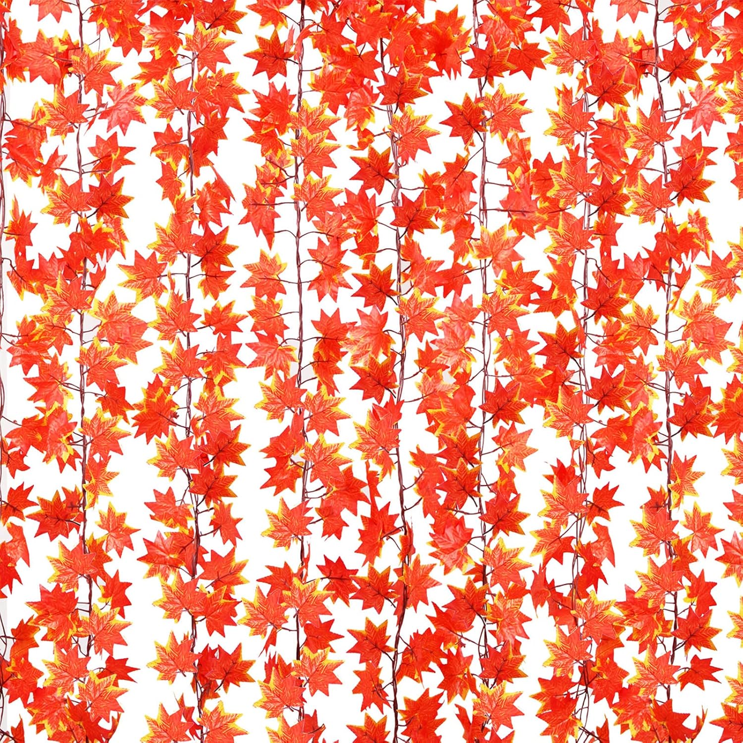 Wreaths, Garlands & Swags - CQURE 14 Pack Fall Leaf Garland, Hanging Vines Garland Artificial Fall Maple Leaves Garland Thanksgiving Decor for Home Wedding Fireplace Party