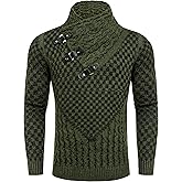 COOFANDY Men's Knitted Turtleneck Sweater Long Sleeve Slim Fit Designer Shawl Collar Pullover