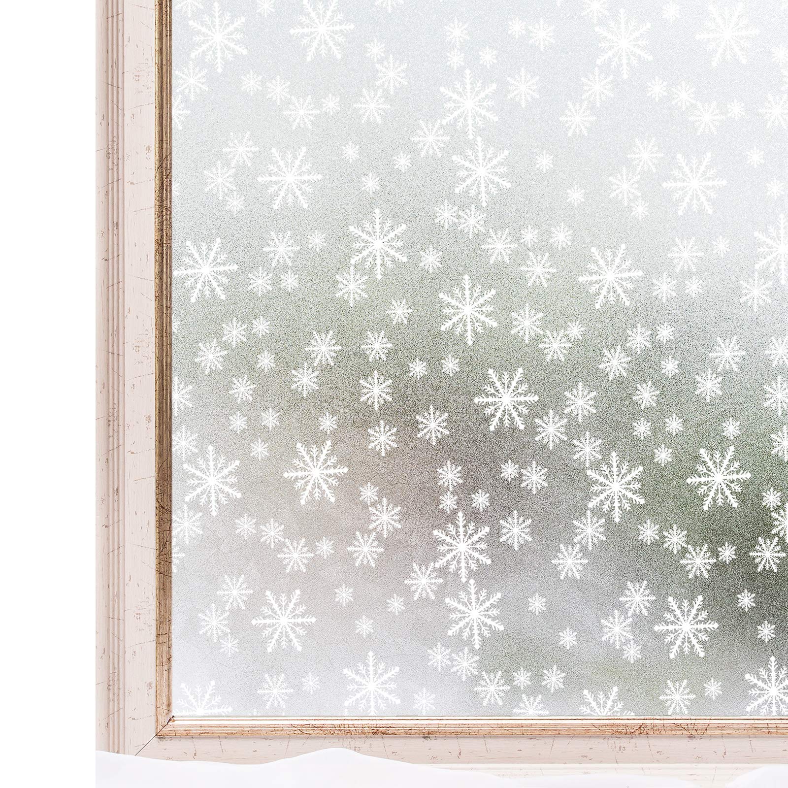 CottonColors 90x200CM Christmas Window Privacy Film Static Clings Frosted Glass Window Film Snowflake Pattern Decorative Window Stickers