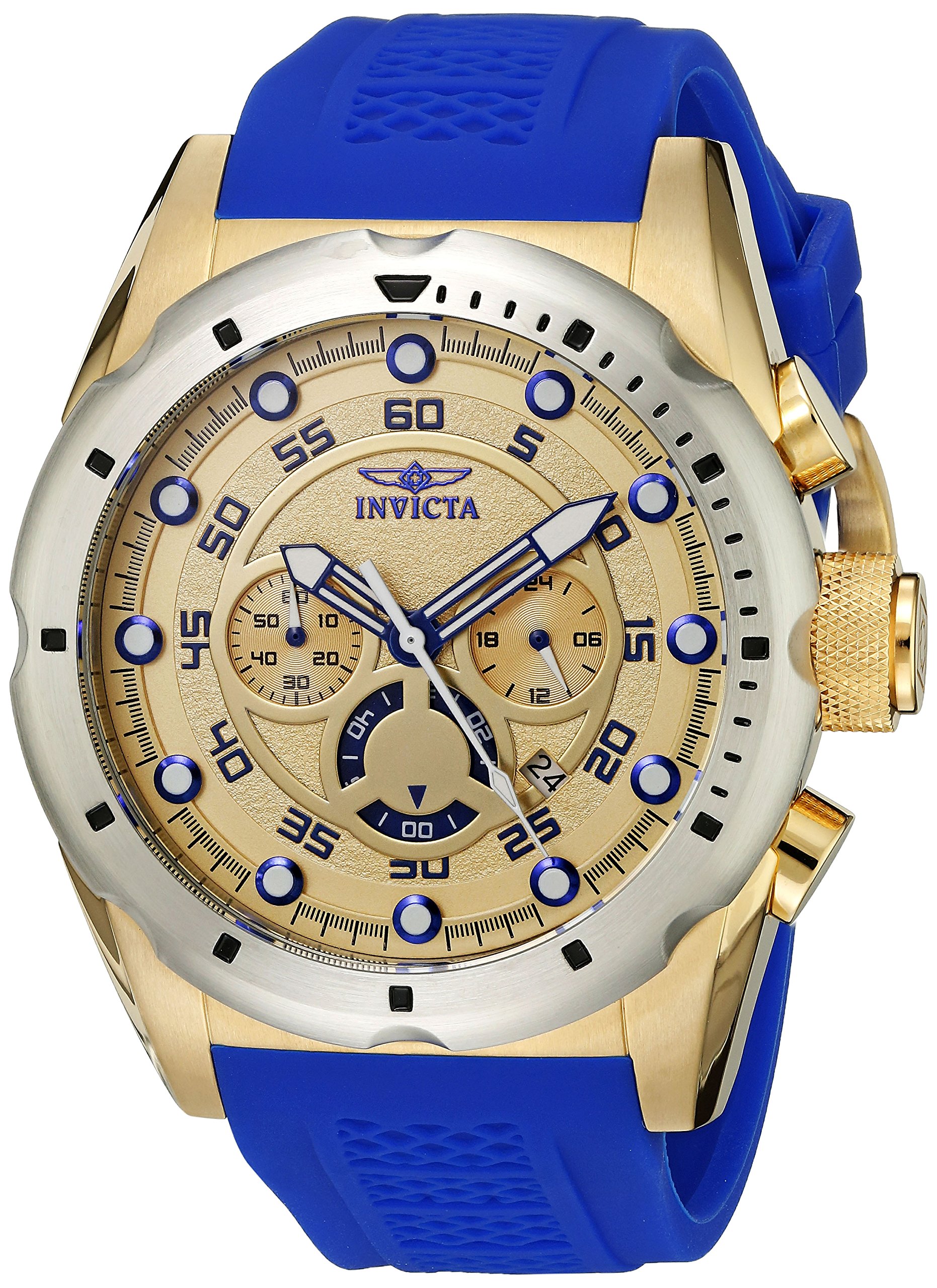 Invicta Speedway 20307 Men's Watch - Waterproof - Analogue - Quartz Movement - stainless steel with gold dial - 50mm