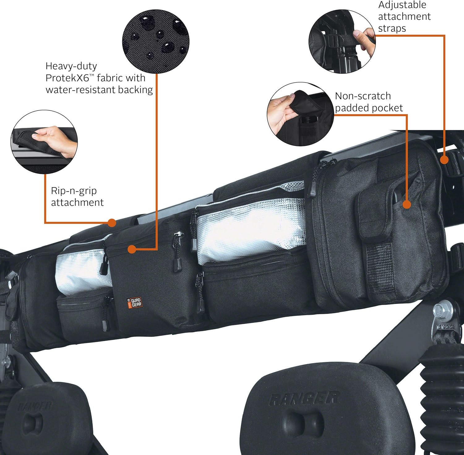 Classic Accessories 18-131-010401-00 QuadGear Black UTV Large Roll Cage Organizer (For Most Full Size UTVs): Automotive