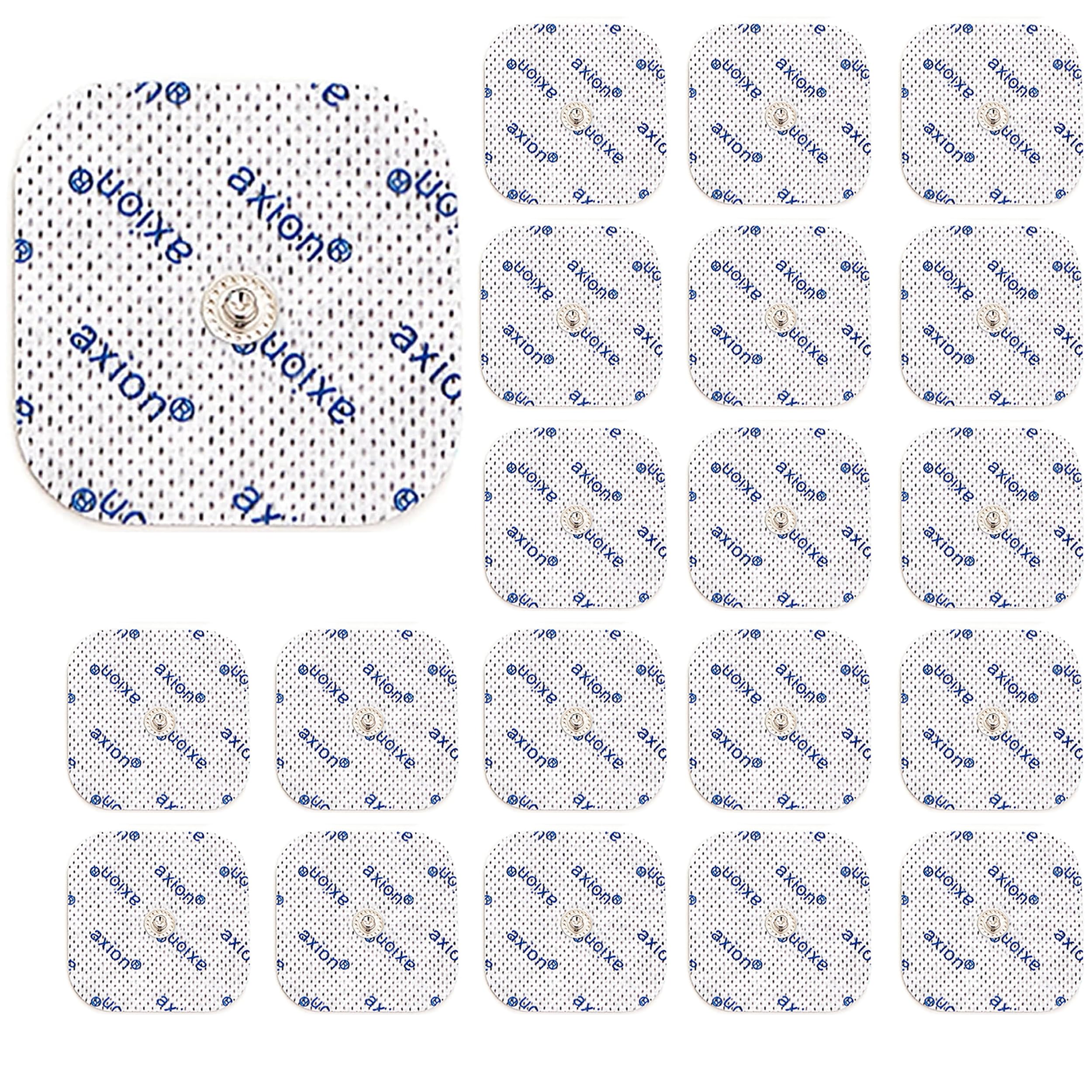 20 Electrodes Compatible with COMPEX - TENS EMS Pads Easy snap 5x5cm - Button Connection 3.75mm - axion Brand Quality