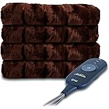 Sunbeam Faux Fur Heated Throw, Walnut