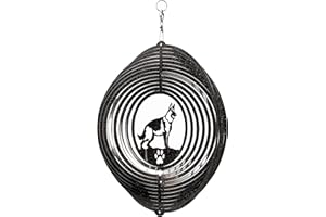 SWEN Products German Shepherd Circle Swirly Metal Wind Spinner