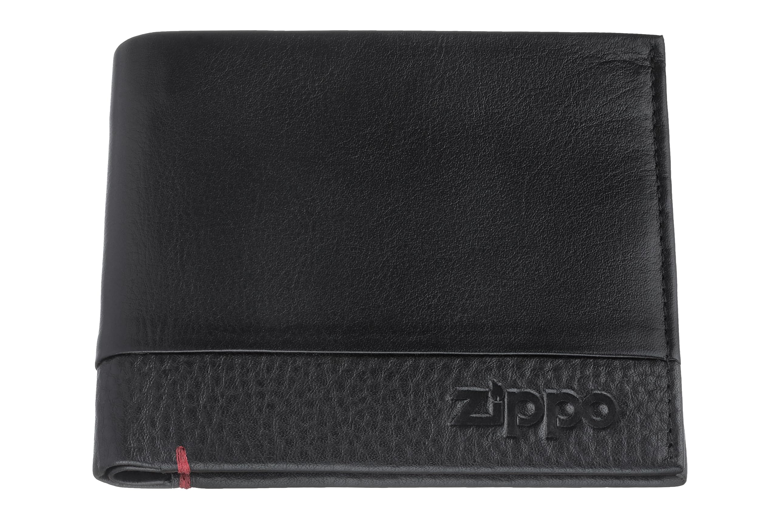 Zippo Bi-Fold Wallet - Made of High Quality Nappa Leather - Ideal for Credit Cards - Landscape Format - RFID Protection - Unisex - Black Model - 12x9x2 cm