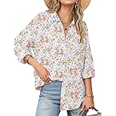 Zeagoo Womens Button Down Shirts Long Sleeve Cotton Gauze Tops Casual Collared Blouses Loose Fit