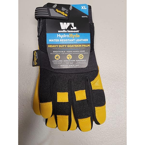 Men's Goat Skin Leather Palm Work Gloves, Water-Resistant