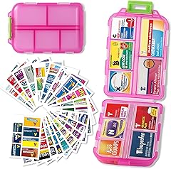 Pill Organizer with Medicine Labels Travel Daily Pill Container Mini Medication Organizer Storage Pill Organizer Travel Essen
