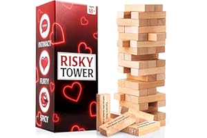 LOVEVIBE Valentines Gifts for Him Her - 54 Stacking Wooden Block Game for Him, Her, Girlfriend, Boyfriend, Wife, Husband, Couples, Anniversary Date Ideas,...