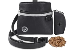 Wellbro Dog Treat Pouch for Training, Dog Treat Walking Bags with Poop Bag Dispenser, Hands-Free Treat Bag