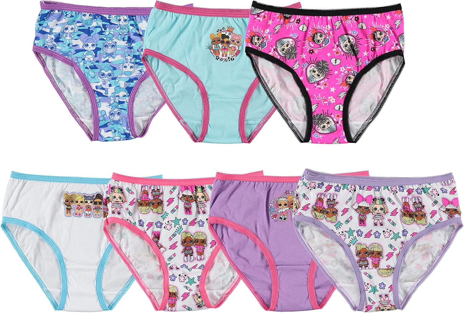 L.O.L. Surprise! Girls' 7Pack LOL Underwear Panty, Lola Surprise/Multi