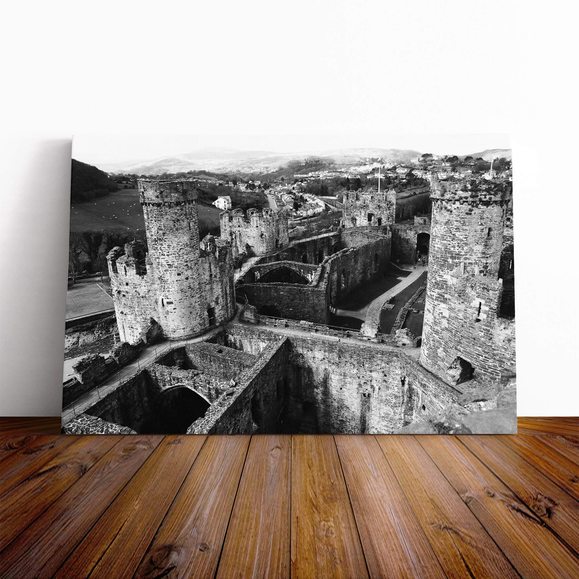 Conwy Castle Wales Canvas Print | Gallery Wrapped 30mm Frame Wall Art | 20x14 inches | Ready to Hang | Modern Cityscape Picture | Living Room Bedroom Lounge Office