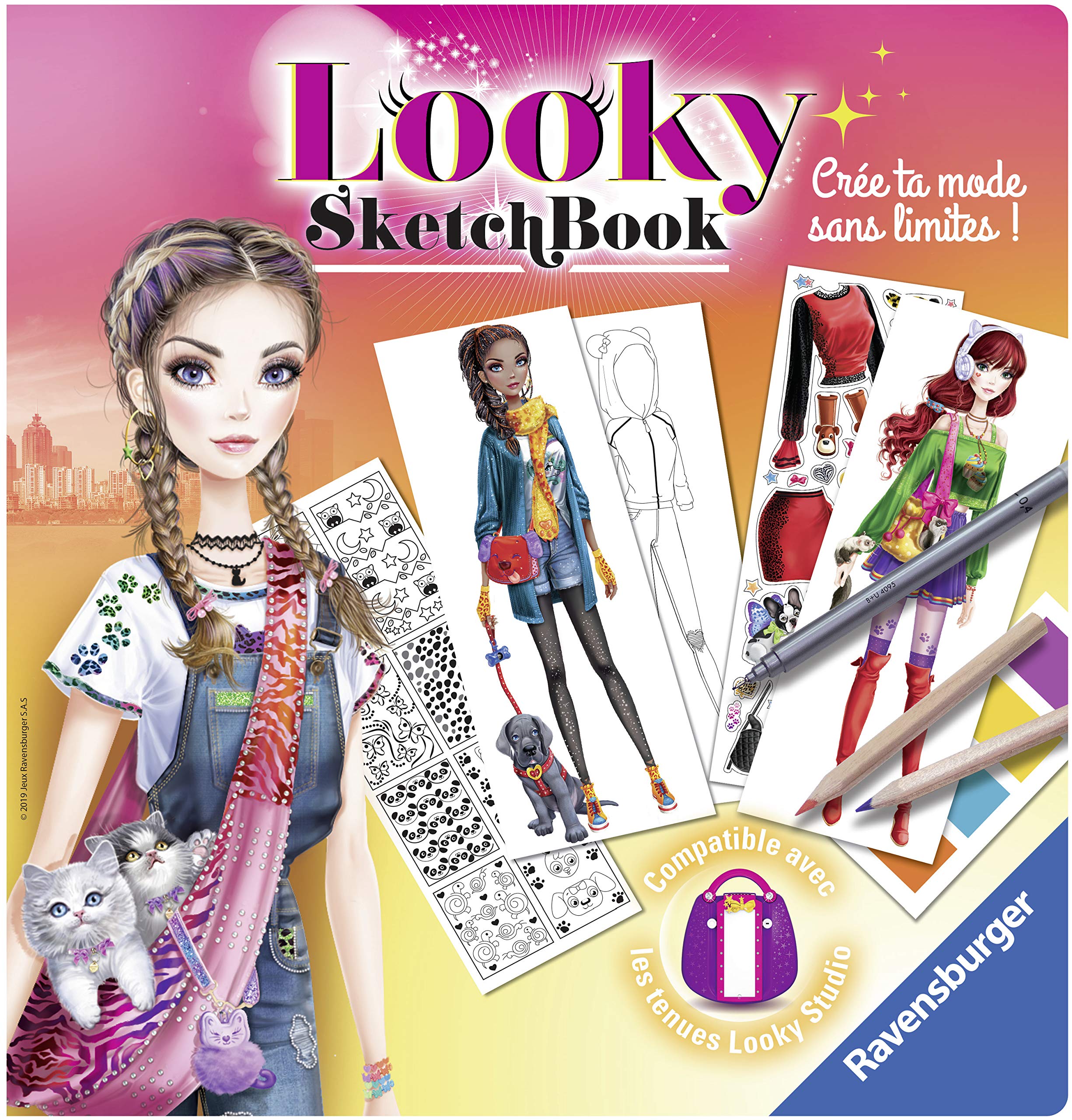 Ravensburger Looky Sketch Book - Small Animals - Creative Leisure - Fashion Drawing - Stylism - Relaxation and Creative Activity - Ages 6 and above - 18083 - French Version