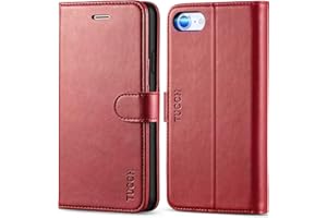 TUCCH Wallet Case for iPhone SE 2022/SE 2020/iPhone 8/7, Premium PU Leather Folio Case with Stand Card Slot Magnetic Closure Flip Cover [TPU Interior Case] Compatible with iPhone SE3/SE2/8/7,Dark Red