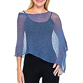 SHU-SHI Womens Sheer Knit Poncho Shrug Lightweight Cover Up One Size Fits Most