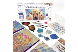 ArtSkills Diamond Painting Kit, Diamond Art Ready to Hang Framed Canvas with Storage and Accessory Kit, Highland Cow, 3 Stretched Canvas Panels, 14” x 7” Each
