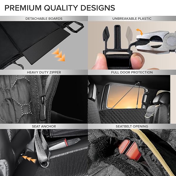 SHARLOVY XL TRUCK BACK SEAT EXTENDER FOR DOGS, LARGE HARD BOTTOM DOG CAR SEAT COVER FOR BACK SEAT, HEAVY DUTY DOG CAR HAMMOCK, WATERPROOF PET SEAT COVERS FOR TRUCKS, F150, RAM1500 AND LARGE SUV