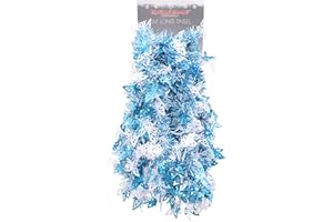 Christmas Concepts® 3m / 9.8ft Chunky/Fine Christmas Tinsel Garland - Christmas Decoration Tinsel Garland (Blue & White with Butterflies)